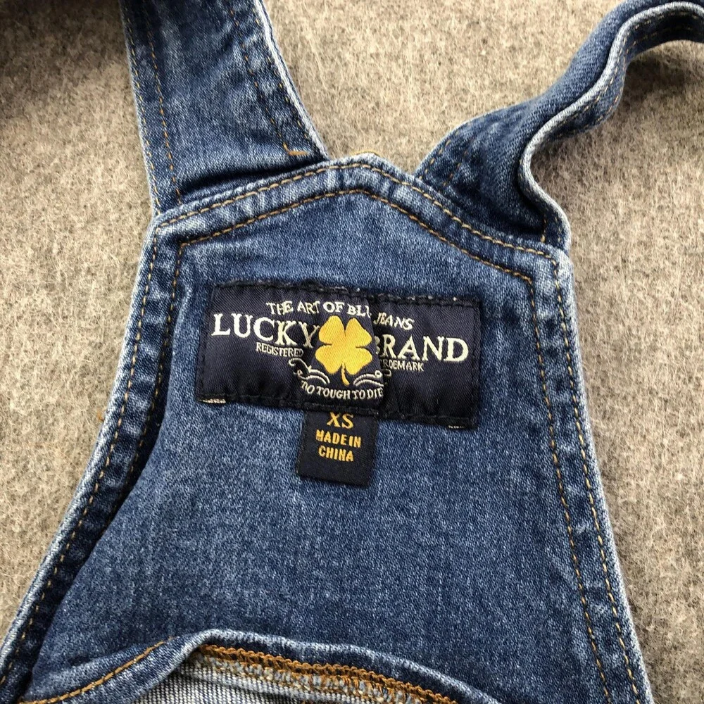 Lucky Brand Overalls Womens XS Blue Denim Slim Fit Adjustable Straps One Piece - Picture 5 of 10